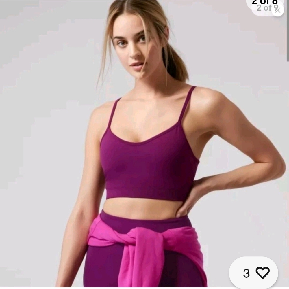 Athleta Renew Bra Size Small D-DD Exotic Fuchsia Light Impact NWT Yoga Pilates - Picture 2 of 5